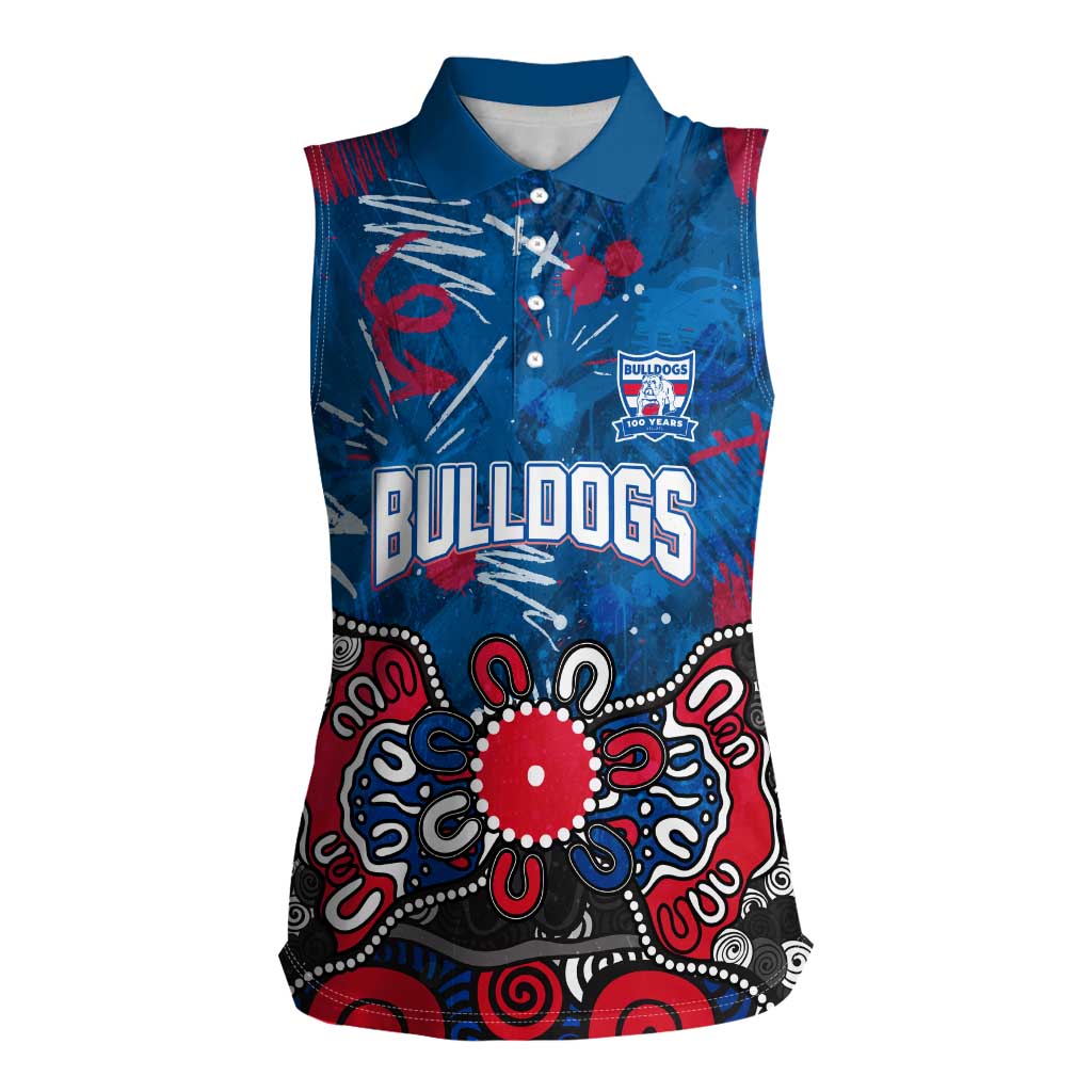 Personalized Western Bulldogs 100 Years Anniversary Women Sleeveless Polo Shirt Aboriginal Dot Painting Graffiti Style