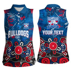 Personalized Western Bulldogs 100 Years Anniversary Women Sleeveless Polo Shirt Aboriginal Dot Painting Graffiti Style