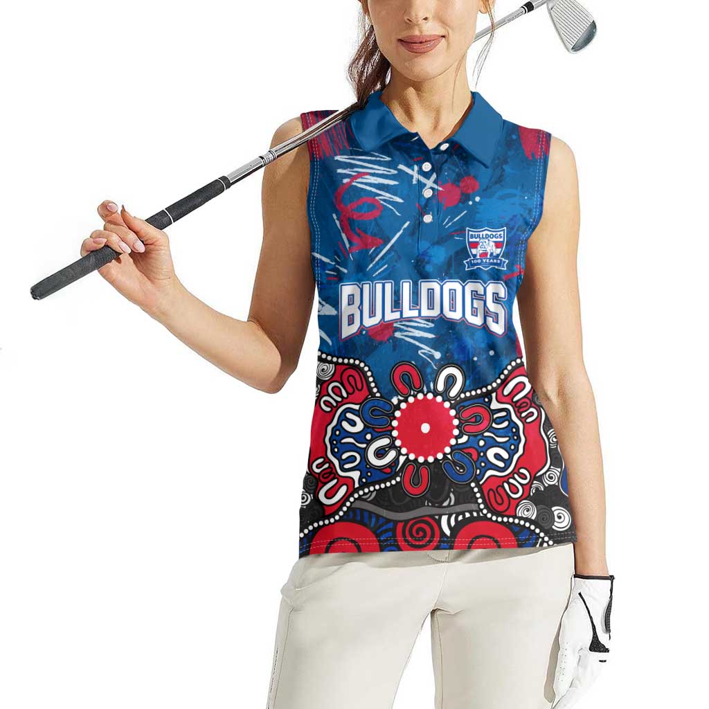 Personalized Western Bulldogs 100 Years Anniversary Women Sleeveless Polo Shirt Aboriginal Dot Painting Graffiti Style