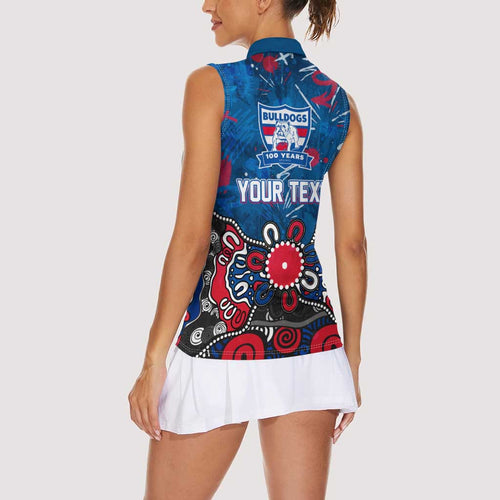 Personalized Western Bulldogs 100 Years Anniversary Women Sleeveless Polo Shirt Aboriginal Dot Painting Graffiti Style