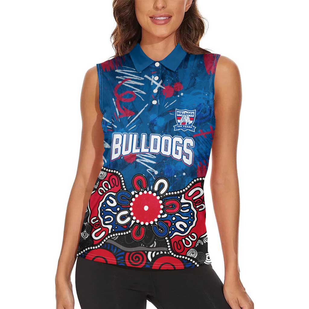 Personalized Western Bulldogs 100 Years Anniversary Women Sleeveless Polo Shirt Aboriginal Dot Painting Graffiti Style