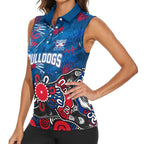 Personalized Western Bulldogs 100 Years Anniversary Women Sleeveless Polo Shirt Aboriginal Dot Painting Graffiti Style