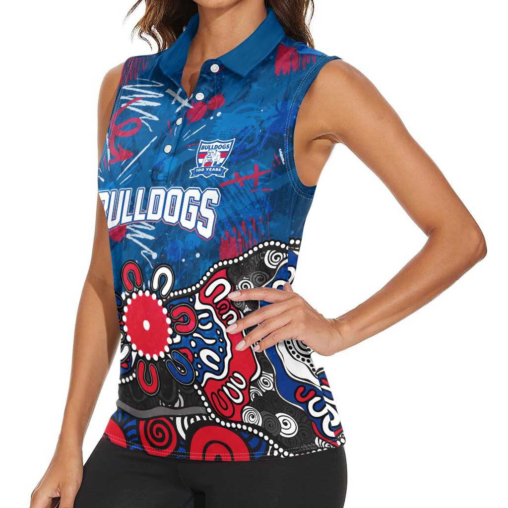 Personalized Western Bulldogs 100 Years Anniversary Women Sleeveless Polo Shirt Aboriginal Dot Painting Graffiti Style