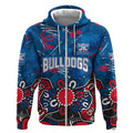 Personalized Western Bulldogs 100 Years Anniversary Zip Hoodie Aboriginal Dot Painting Graffiti Style