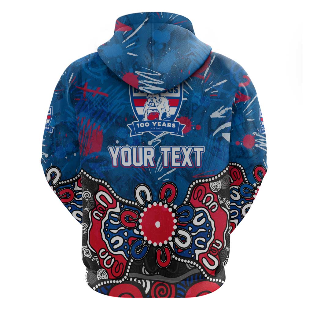Personalized Western Bulldogs 100 Years Anniversary Zip Hoodie Aboriginal Dot Painting Graffiti Style