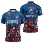 Personalized Western Bulldogs 100 Years Anniversary Zipper Polo Shirt Aboriginal Dot Painting Graffiti Style