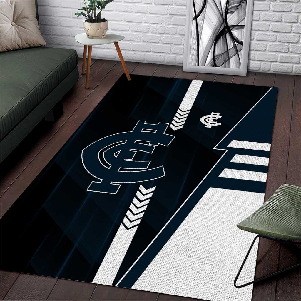Carlton Blues Area Rug Modern Geometric Sports Graphic Style