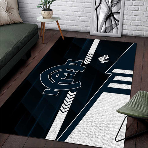Carlton Blues Area Rug Modern Geometric Sports Graphic Style