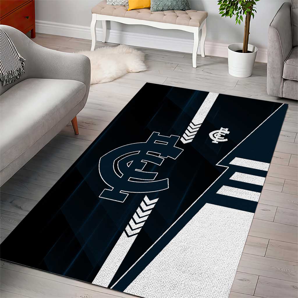 Carlton Blues Area Rug Modern Geometric Sports Graphic Style
