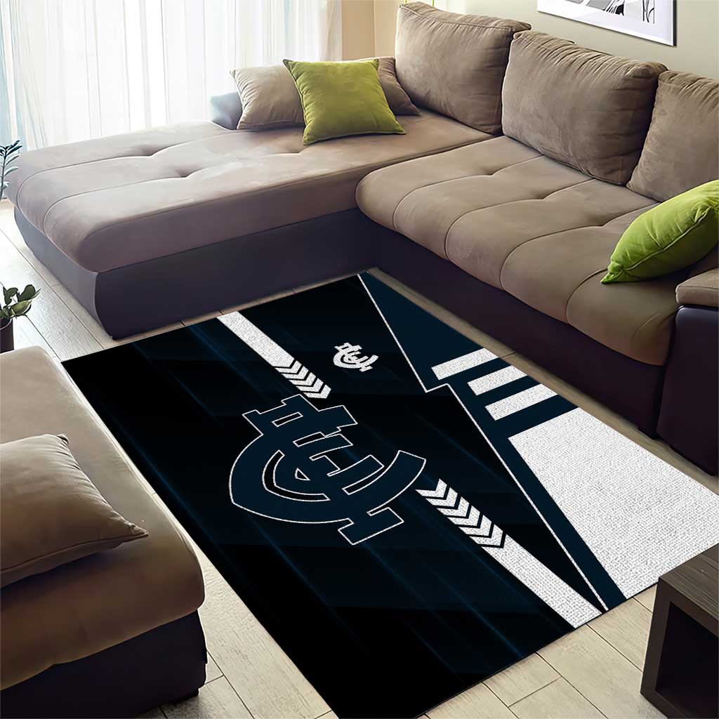 Carlton Blues Area Rug Modern Geometric Sports Graphic Style