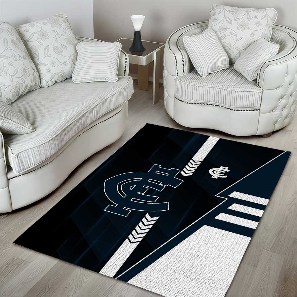 Carlton Blues Area Rug Modern Geometric Sports Graphic Style