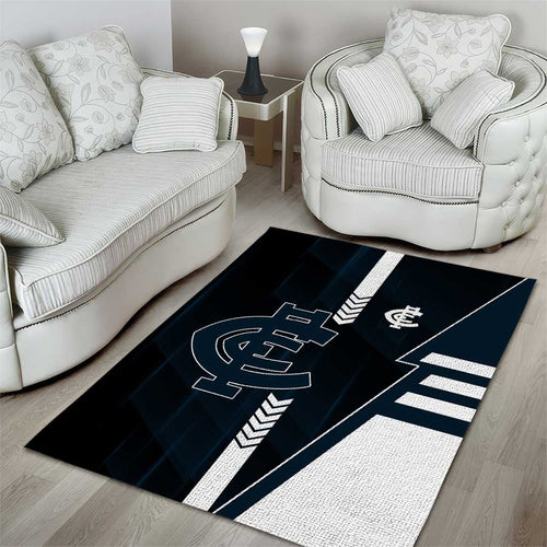 Carlton Blues Area Rug Modern Geometric Sports Graphic Style