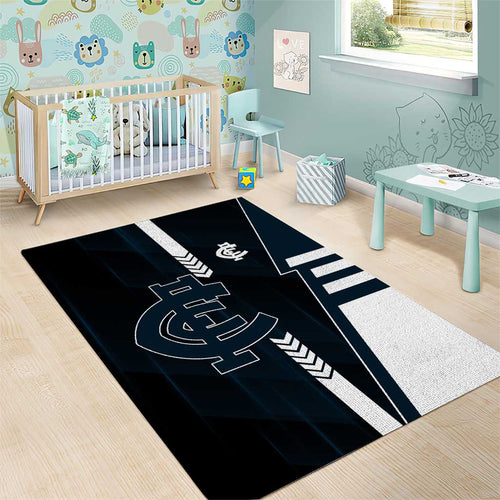 Carlton Blues Area Rug Modern Geometric Sports Graphic Style