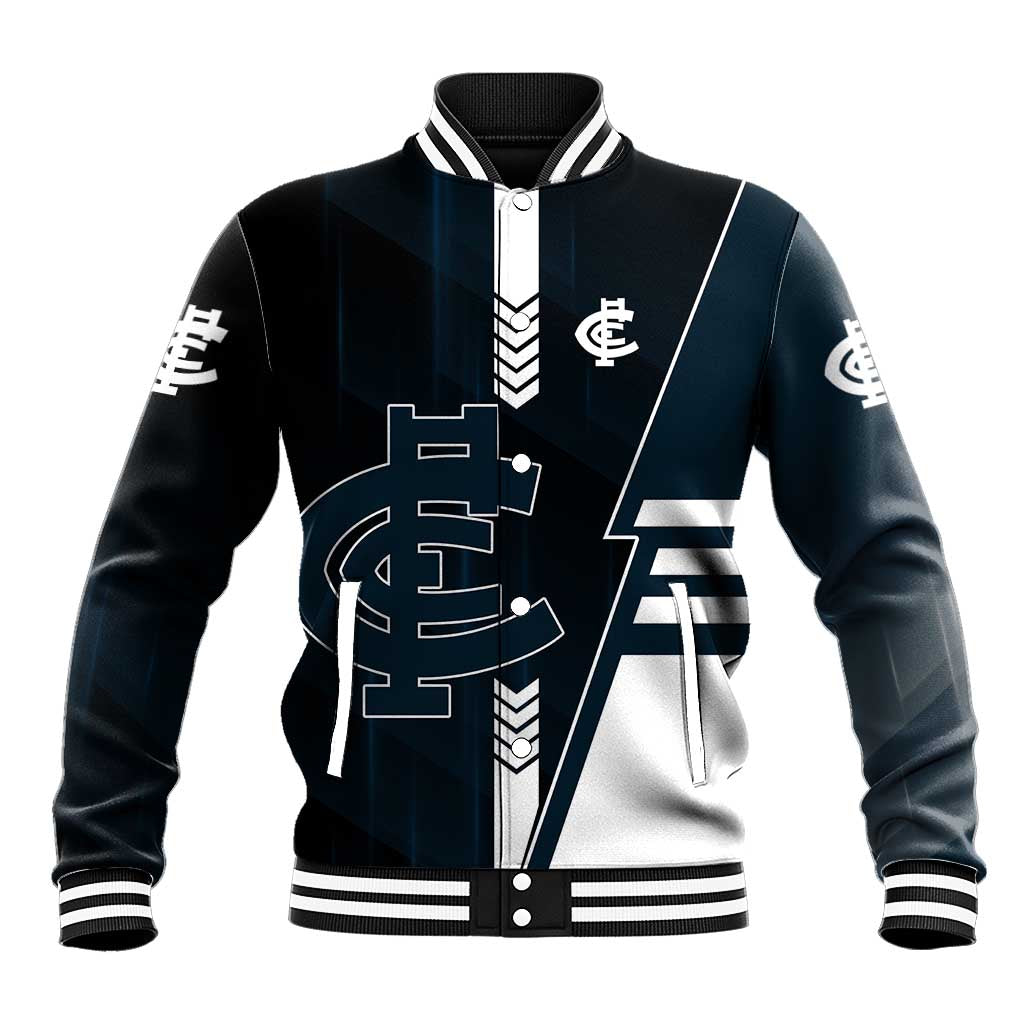 Personalized Carlton Blues Baseball Jacket Modern Geometric Sports Graphic Style