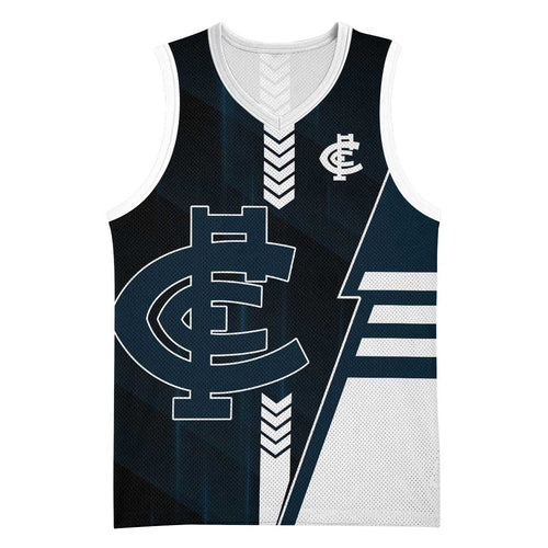 Personalized Carlton Blues Basketball Jersey Modern Geometric Sports Graphic Style