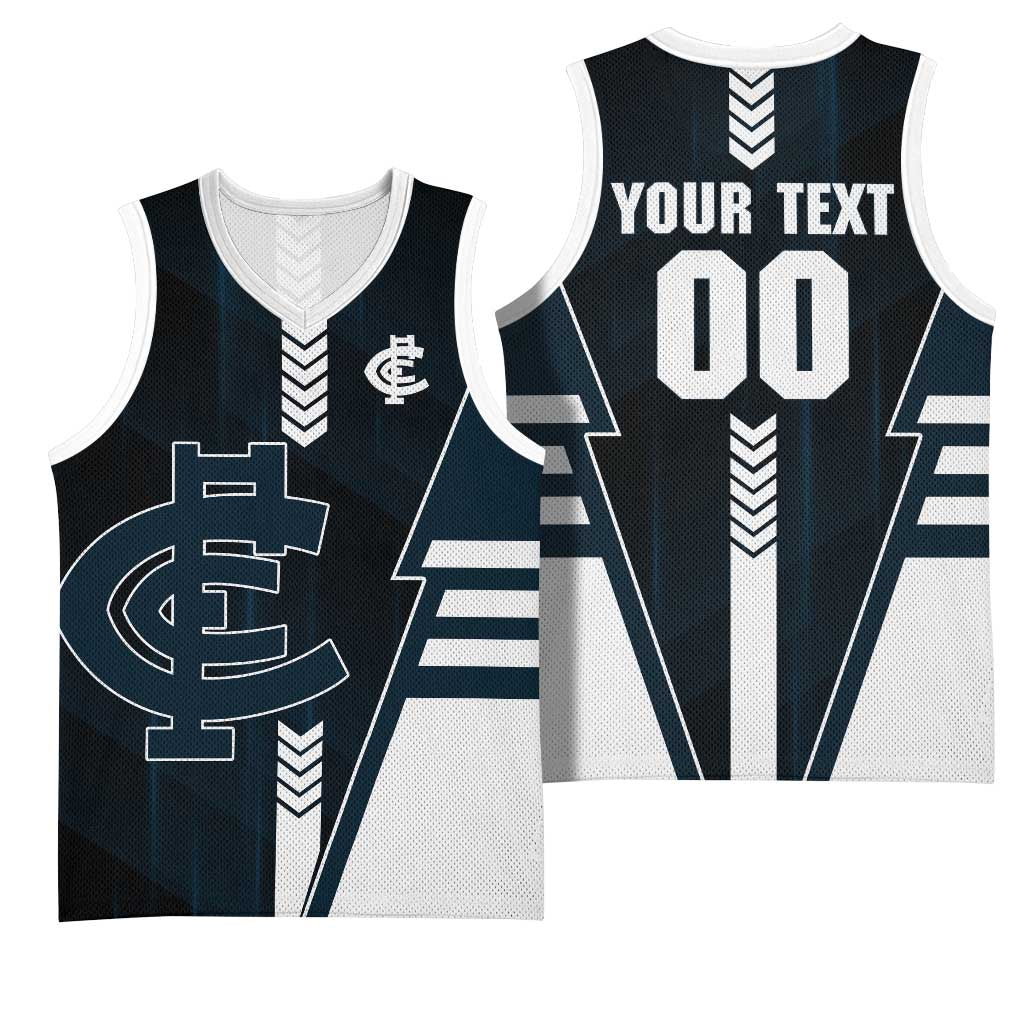 Personalized Carlton Blues Basketball Jersey Modern Geometric Sports Graphic Style