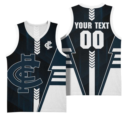 Personalized Carlton Blues Basketball Jersey Modern Geometric Sports Graphic Style
