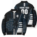 Personalized Carlton Blues Bomber Puffer Jacket Modern Geometric Sports Graphic Style