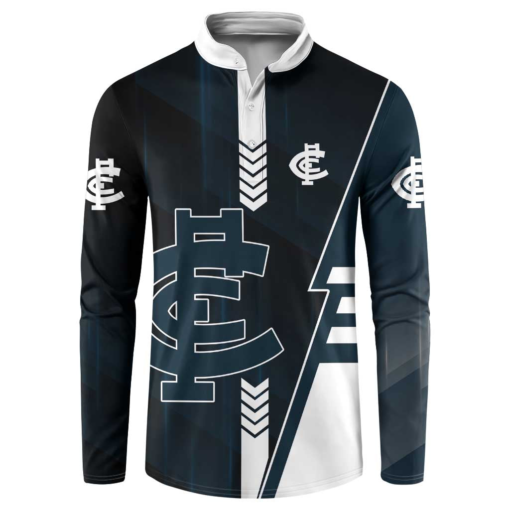Personalized Carlton Blues Button Sweatshirt Modern Geometric Sports Graphic Style