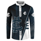 Personalized Carlton Blues Button Sweatshirt Modern Geometric Sports Graphic Style
