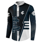 Personalized Carlton Blues Button Sweatshirt Modern Geometric Sports Graphic Style