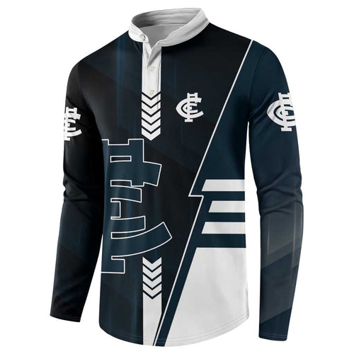 Personalized Carlton Blues Button Sweatshirt Modern Geometric Sports Graphic Style