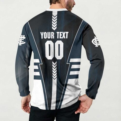 Personalized Carlton Blues Button Sweatshirt Modern Geometric Sports Graphic Style