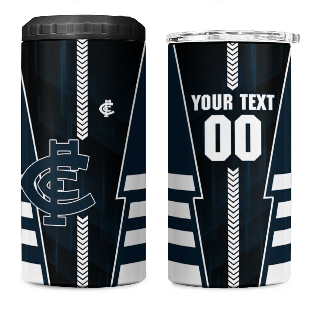Personalized Carlton Blues 4 in 1 Can Cooler Tumbler Modern Geometric Sports Graphic Style