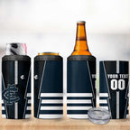 Personalized Carlton Blues 4 in 1 Can Cooler Tumbler Modern Geometric Sports Graphic Style