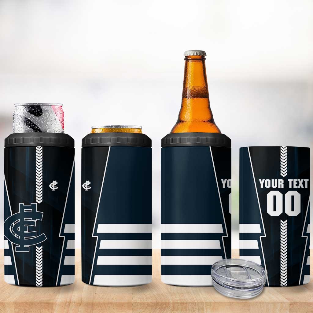 Personalized Carlton Blues 4 in 1 Can Cooler Tumbler Modern Geometric Sports Graphic Style