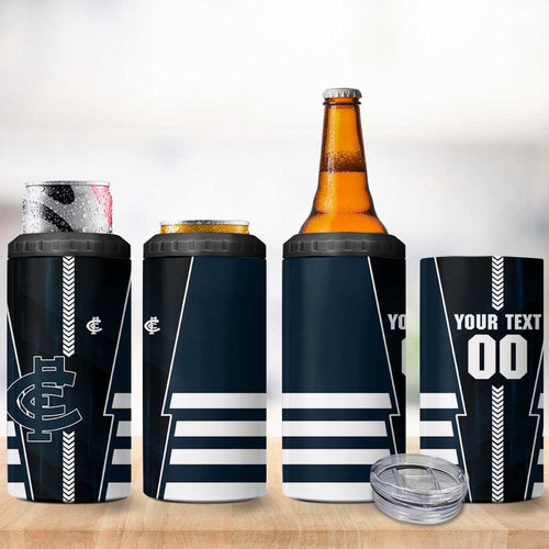 Personalized Carlton Blues 4 in 1 Can Cooler Tumbler Modern Geometric Sports Graphic Style