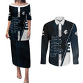 Personalized Carlton Blues Couples Matching Puletasi and Long Sleeve Button Shirt Modern Geometric Sports Graphic Style