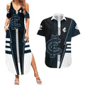 Personalized Carlton Blues Couples Matching Summer Maxi Dress and Hawaiian Shirt Modern Geometric Sports Graphic Style