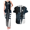 Personalized Carlton Blues Couples Matching Tank Maxi Dress and Hawaiian Shirt Modern Geometric Sports Graphic Style