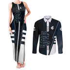 Personalized Carlton Blues Couples Matching Tank Maxi Dress and Long Sleeve Button Shirt Modern Geometric Sports Graphic Style