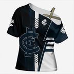 Personalized Carlton Blues Cross Shoulder Shirt Modern Geometric Sports Graphic Style