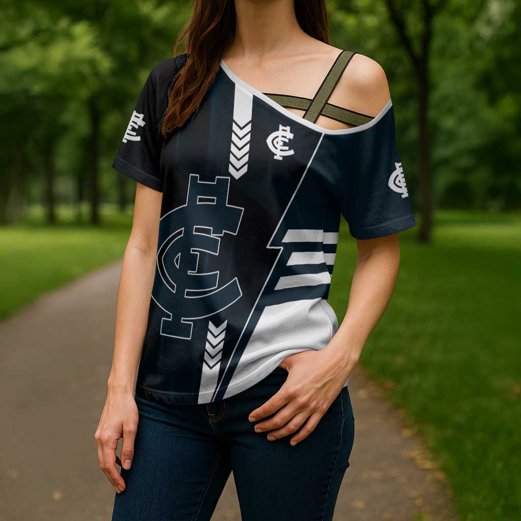 Personalized Carlton Blues Cross Shoulder Shirt Modern Geometric Sports Graphic Style