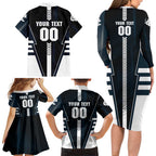 Personalized Carlton Blues Family Matching Long Sleeve Bodycon Dress and Hawaiian Shirt Modern Geometric Sports Graphic Style