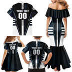 Personalized Carlton Blues Family Matching Mermaid Dress and Hawaiian Shirt Modern Geometric Sports Graphic Style