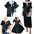 Personalized Carlton Blues Family Matching Puletasi and Hawaiian Shirt Modern Geometric Sports Graphic Style