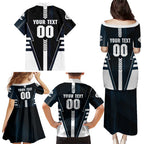 Personalized Carlton Blues Family Matching Puletasi and Hawaiian Shirt Modern Geometric Sports Graphic Style