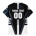 Personalized Carlton Blues Family Matching Short Sleeve Bodycon Dress and Hawaiian Shirt Modern Geometric Sports Graphic Style