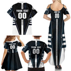 Personalized Carlton Blues Family Matching Summer Maxi Dress and Hawaiian Shirt Modern Geometric Sports Graphic Style