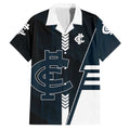 Personalized Carlton Blues Family Matching Summer Maxi Dress and Hawaiian Shirt Modern Geometric Sports Graphic Style