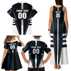 Personalized Carlton Blues Family Matching Tank Maxi Dress and Hawaiian Shirt Modern Geometric Sports Graphic Style