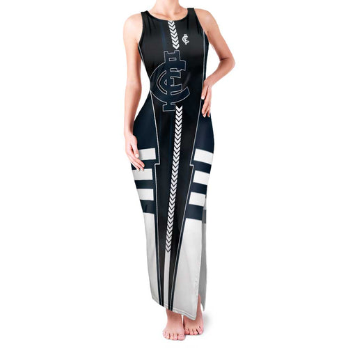 Personalized Carlton Blues Family Matching Tank Maxi Dress and Hawaiian Shirt Modern Geometric Sports Graphic Style