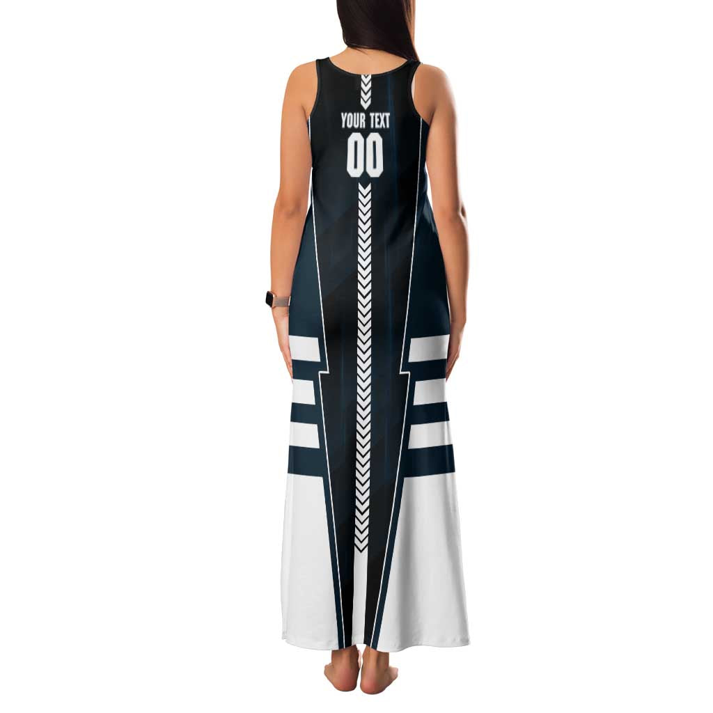 Personalized Carlton Blues Family Matching Tank Maxi Dress and Hawaiian Shirt Modern Geometric Sports Graphic Style