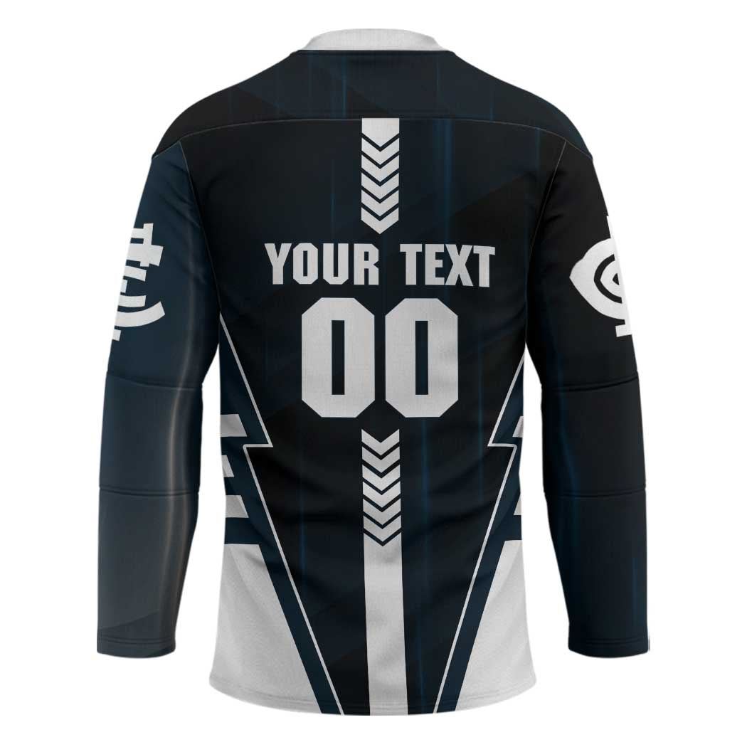 Personalized Carlton Blues Hockey Jersey Modern Geometric Sports Graphic Style