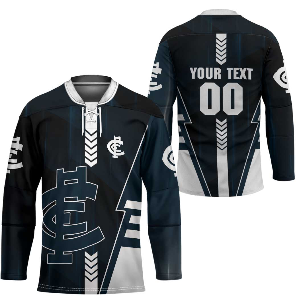 Personalized Carlton Blues Hockey Jersey Modern Geometric Sports Graphic Style