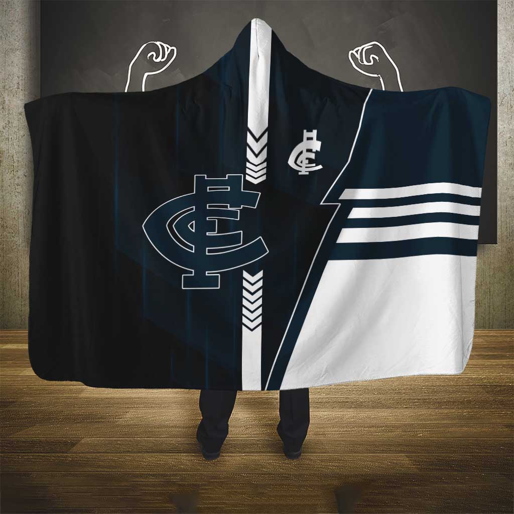 Carlton Blues Hooded Blanket Modern Geometric Sports Graphic Style